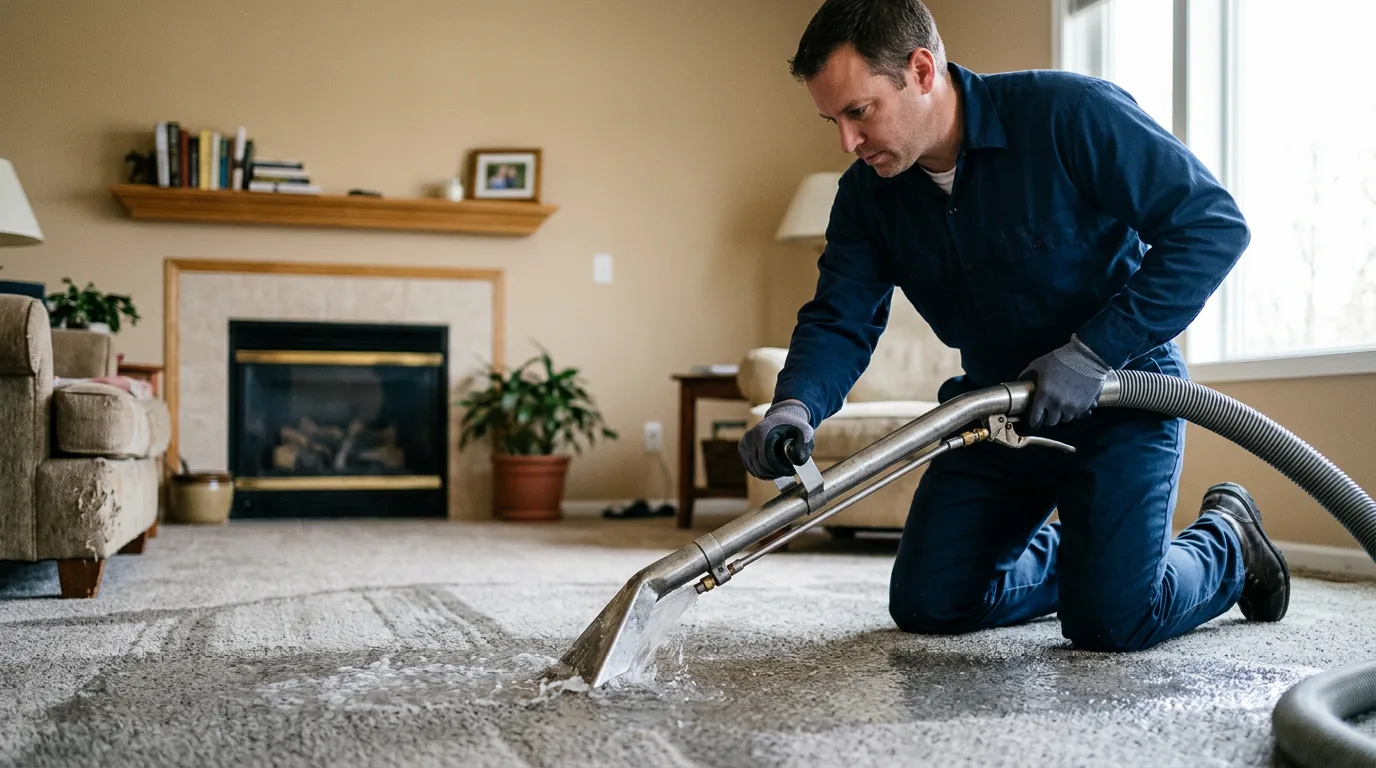 Water damage restoration technician working near Charlottesville, IN